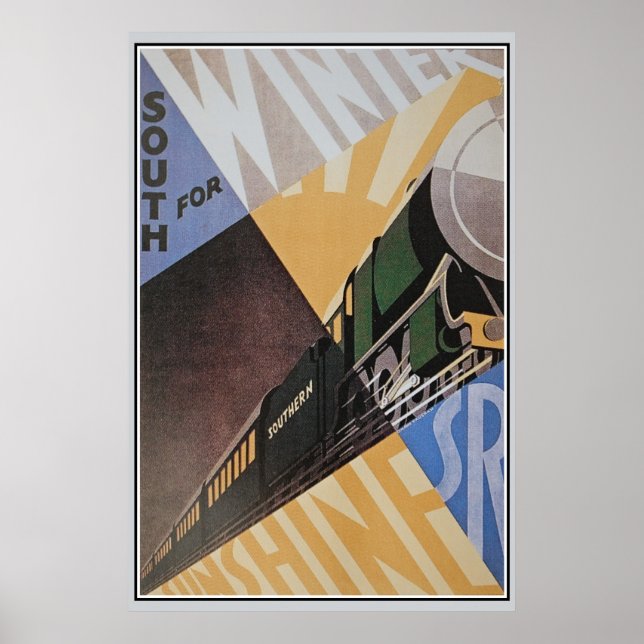 Vintage Art Deco Södra järnvägen och Poster (Framsidan)