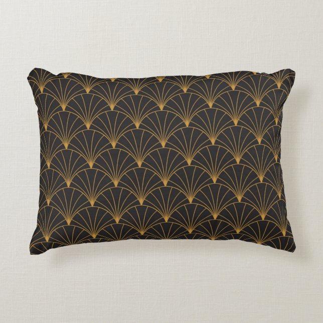 Vintage Art Deco Sömlös Mönster. Geometrisk dekor Prydnadskudde (Framsidan)