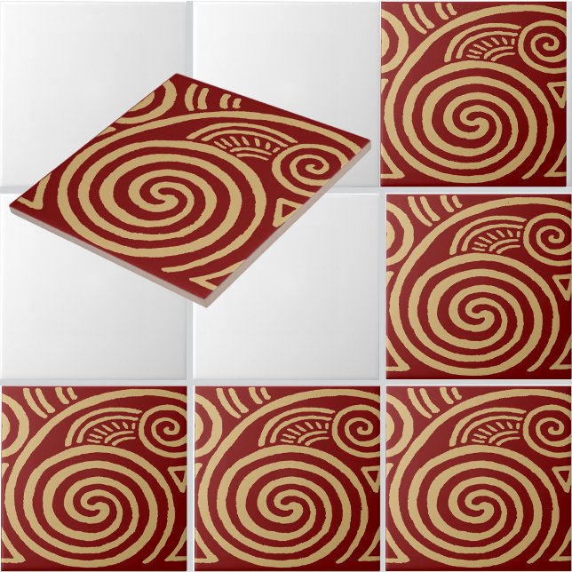 Vintage Art Deco Spiralfris Mønster Kakelplatta (Skapare uppladdad)