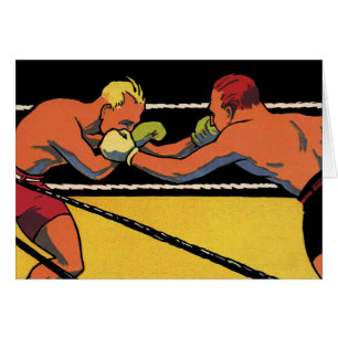 Vintage Art Deco Sport Boxning, Boxare Slår Hälsningskort