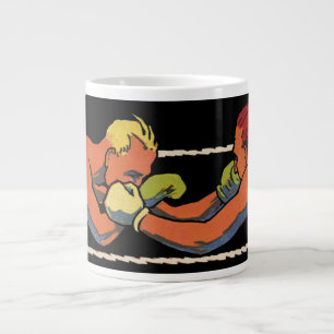 Vintage Art Deco sport boxning, boxare slår Jumbo Mugg