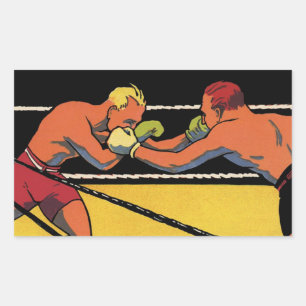 Vintage Art Deco sportboxning, boxare slår Rektangulärt Klistermärke