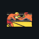 Vintage Art Deco Sports Boxing, Boxers Slår Canvastryck<br><div class="desc">Vintage illustrerar sportboxning med två kombattanter,  manar slår varandra,  boxare i ring.</div>