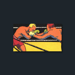 Vintage Art Deco Sports Boxing, Boxers Slår Canvastryck<br><div class="desc">Vintage illustrerar sportboxning med två kombattanter, manar slår varandra, boxare i ring.</div>