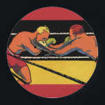 Vintage Art Deco Sports Boxing, Boxers Slår Stor Klocka<br><div class="desc">Vintage illustrerar sportboxning med två kombattanter,  manar slår varandra,  boxare i ring.</div>
