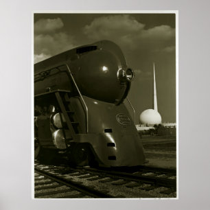 Vintage Art Deco "Steampunk"-lok Poster
