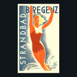 Vintage Art Deco Strandbad Bregenz Travel Turism Poster<br><div class="desc">Det här är ett digitalt utökat tryck av en vintage 1930 Art Deco Strandbad Bregenz-turistaffisch av Lois Gaigg. Du kan anpassa bakgrunden till färg.</div>