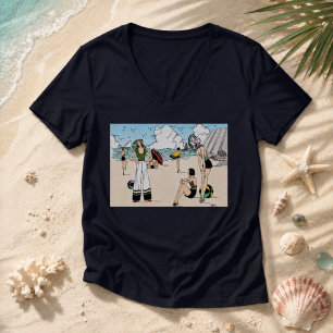 Vintage Art Deco strandillustration 1920-talets ku T Shirt