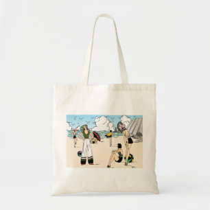 Vintage Art Deco strandillustration 1920-talets ku Tygkasse
