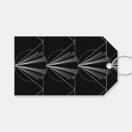 Vintage Art Deco Svart och Vitt Geometriskt Presentetikett