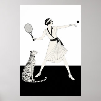 Vintage Art Deco Tennisspelare Poster