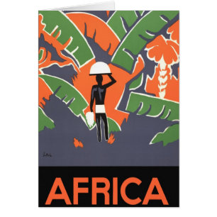 Vintage Art Deco Travel, infödd i afrikansk ungel Hälsningskort