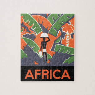 Vintage Art Deco Travel, infödd i afrikansk ungel Pussel