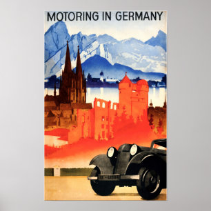 Vintage Art Deco Tyskland reseturism Poster
