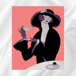Vintage Art Deco Woman, eftermiddagseftermiddag Te Poster
