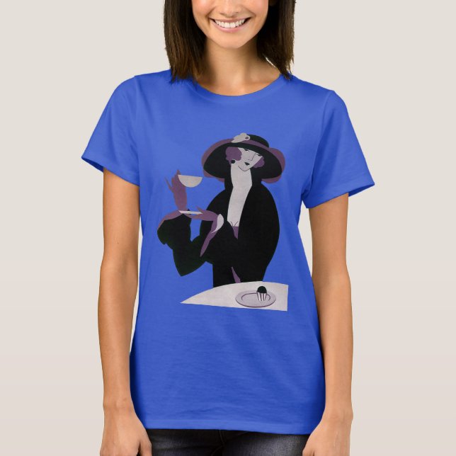 Vintage Art Deco Woman, eftermiddagseftermiddag Te T Shirt (Framsida)