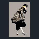 Vintage Art Deco Woman in Leopard Print Jacka Poster<br><div class="desc">Vintage illustration art deco-design med en elegant och en sofistikerad blond dam som är klädd i en falsk leopard-djuravtryck faux päls jackar och matchar hatt.</div>
