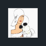 Vintage Art Deco Woman med blommor med höft C Canvastryck<br><div class="desc">Vintage Art Deco Woman med Flowers Wearing Hat C ======== Anpassadets inbjudningar och tillbehör med en stilized vintage art deco-bild av en modevlig 1920-talskvinna på 1930-talet som bär en stor hatt med blommor. Du kan enkelt anpassa de här produkterna genom att lägga till fält, ta bort befintlig fält, ändra typsnitt...</div>
