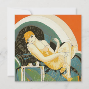 Vintage Art Deco Woman Reclining on Couch, Chompre