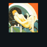 Vintage Art Deco Woman Reclining on Couch, Chompre Canvastryck<br><div class="desc">Vintage illustration konst deco-bilden av det dagliga livet med en elegant kvinna sitta och avslappning på en soffa bredvid bord med en kopp kaffe och en kaffekanna. Återställer kvinnan av S. Chompre. "Femmes Modernes, 1926" av S. Chompré är en serie illustrationer med contemporary kvinnor från 1920-talet av Samuel Chompré. Rubriken...</div>