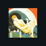 Vintage Art Deco Woman Reclining on Couch, Chompre Canvastryck<br><div class="desc">Vintage illustration konst deco-bilden av det dagliga livet med en elegant kvinna sitta och avslappning på en soffa bredvid bord med en kopp kaffe och en kaffekanna. Återställer kvinnan av S. Chompre.</div>