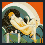 Vintage Art Deco Woman Reclining on Couch, Chompre Poster<br><div class="desc">Vintage illustration konst deco-bilden av det dagliga livet med en elegant kvinna sitta och avslappning på en soffa bredvid bord med en kopp kaffe och en kaffekanna. Återställer kvinnan av S. Chompre.</div>