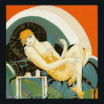 Vintage Art Deco Woman Reclining on Couch, Chompre Poster<br><div class="desc">Vintage illustration konst deco-bilden av det dagliga livet med en elegant kvinna sitta och avslappning på en soffa bredvid bord med en kopp kaffe och en kaffekanna. Återställer kvinnan av S. Chompre.</div>