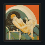 Vintage Art Deco Woman Reclining on Couch, Chompre Trätavla<br><div class="desc">Vackra trätekonst med en vintage illustration av konst deco daglig livsbild med en elegant kvinna sitta och avslappning på en soffa bredvid en bord med en kopp kaffe och en kaffekanna. Återställer kvinnan av S. Chompre.</div>