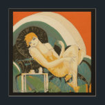 Vintage Art Deco Woman Reclining on Couch, Chompre Trätavla<br><div class="desc">Vackra trätekonst med en vintage illustration av konst deco daglig livsbild med en elegant kvinna sitta och avslappning på en soffa bredvid en bord med en kopp kaffe och en kaffekanna. Återställer kvinnan av S. Chompre.</div>