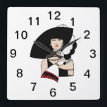 Vintage Art Deco Woman Wearing Hat Handskar Färg Fyrkantig Klocka<br><div class="desc">Vintage Art Deco Fashionable Woman Wearing a Big Hat & Glove Anpassade Invitations and assets with a stilized vintage art deco image of a mode 1920s - 1930s women with a big hat and handves. Du kan enkelt anpassa de här produkterna genom att lägga till fält, ta bort befintlig fält,...</div>