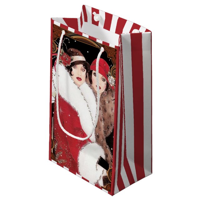 Vintage Art Deco Women Dam jul Helgdag (Framsidan Vinklad)