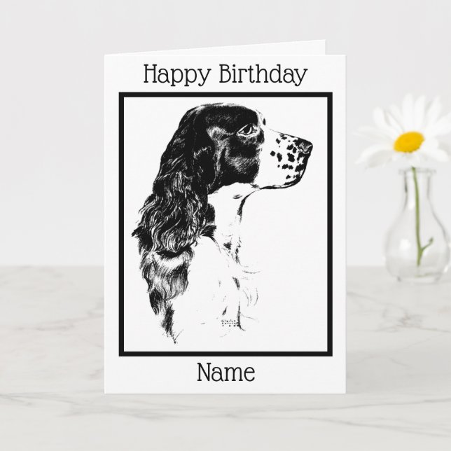 Vintage Art English Springer Spain Birthday Kort (Liten växt)