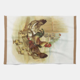 Vintage Art Farm Chickens Kökshandduk