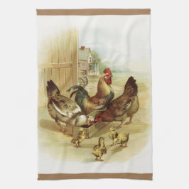 Vintage Art Farm Chickens Kökshandduk