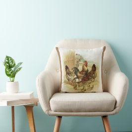 Vintage Art Farm Chickens Kudde