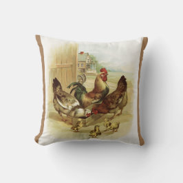 Vintage Art Farm Chickens Kudde