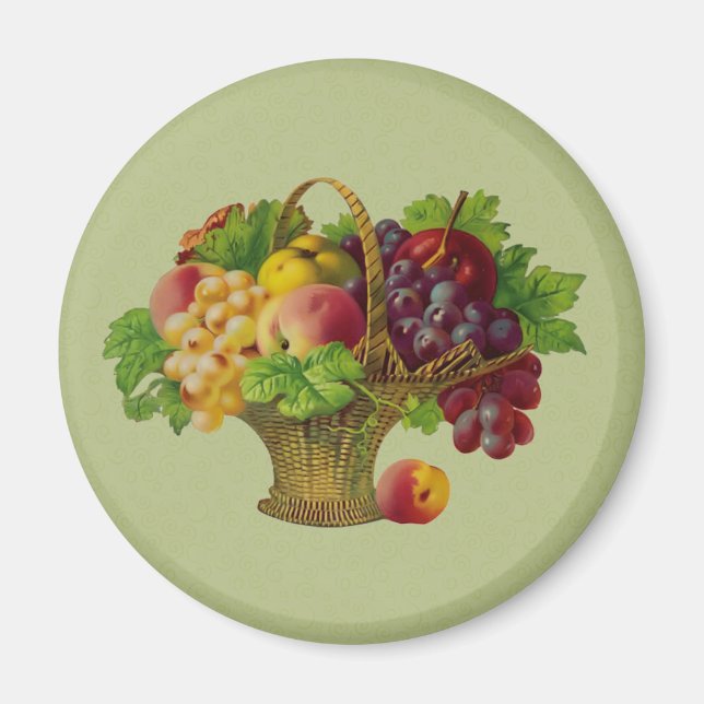 Vintage Art Fruit Basket Magnet (Framsidan)