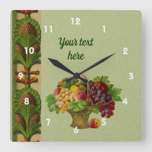 Vintage Art Fruit Basket Personlig Fyrkantig Klocka