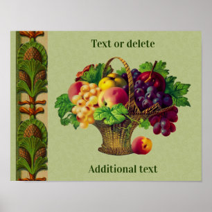 Vintage Art Fruit Basket Skapar din egen text Poster