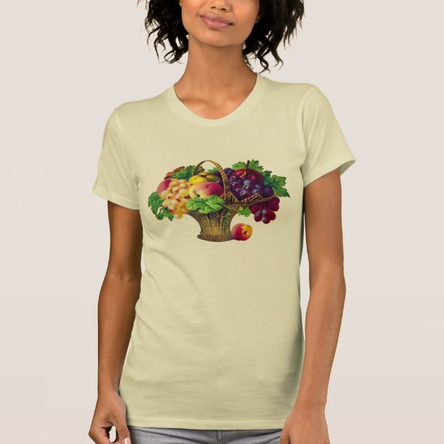 Vintage Art Fruit Basket T Shirt (Framsida)
