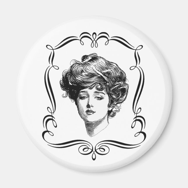 Vintage Art Gibson Girl Magnet (Framsidan)