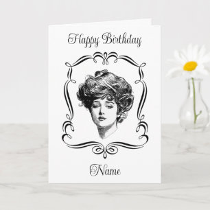 Vintage Art Gibson Girl Personlig Birthday Kort