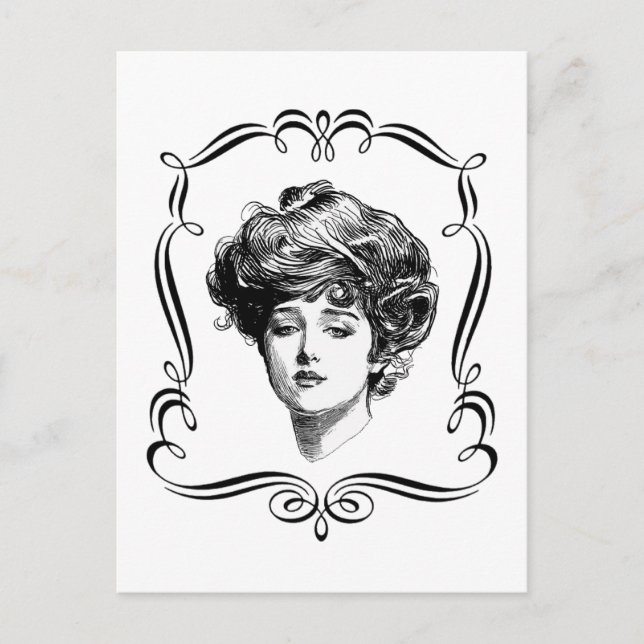 Vintage Art Gibson Girl-vykort Vykort (Framsida)