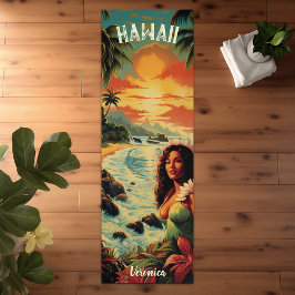 Vintage Art Hawaii Beach Hawaiian Girl