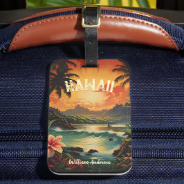 Vintage Art Hawaii Beach Hawaiian Girl Bagagebricka