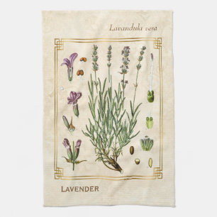 Vintage Art Herbal Lavender Flower Botanical Kökshandduk