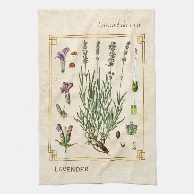 Vintage Art Herbal Lavender Flower Botanical Kökshandduk (Vertikal)
