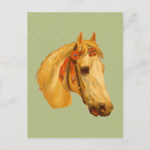 Vintage Art Horse Head Teckning vykort