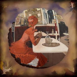 Vintage Art - i Cafe - Fernand Lungren Rund Kudde
