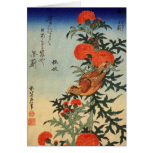 Vintage Art Japanskt fågelkort och hälsningskort